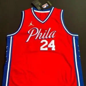 Rare NWT Joel Embiid Philadelphia 76ers #24 Red Kobe Tribute Jersey L 14-16